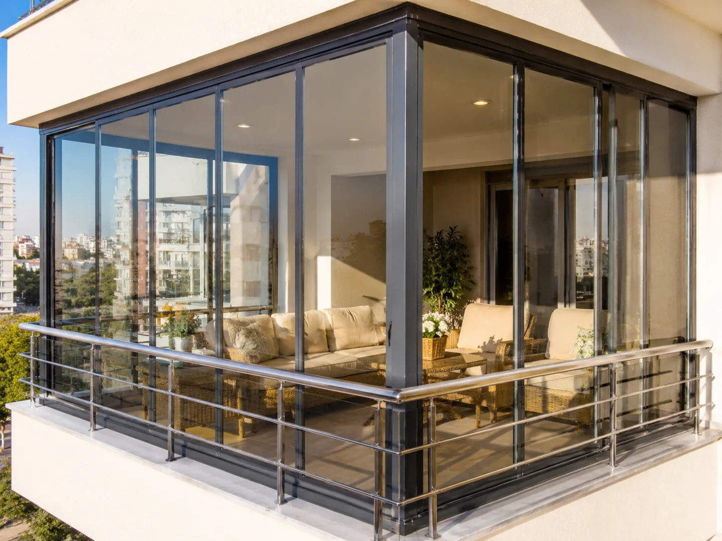 Alüminyum profilli kapalı balkon uygulaması
